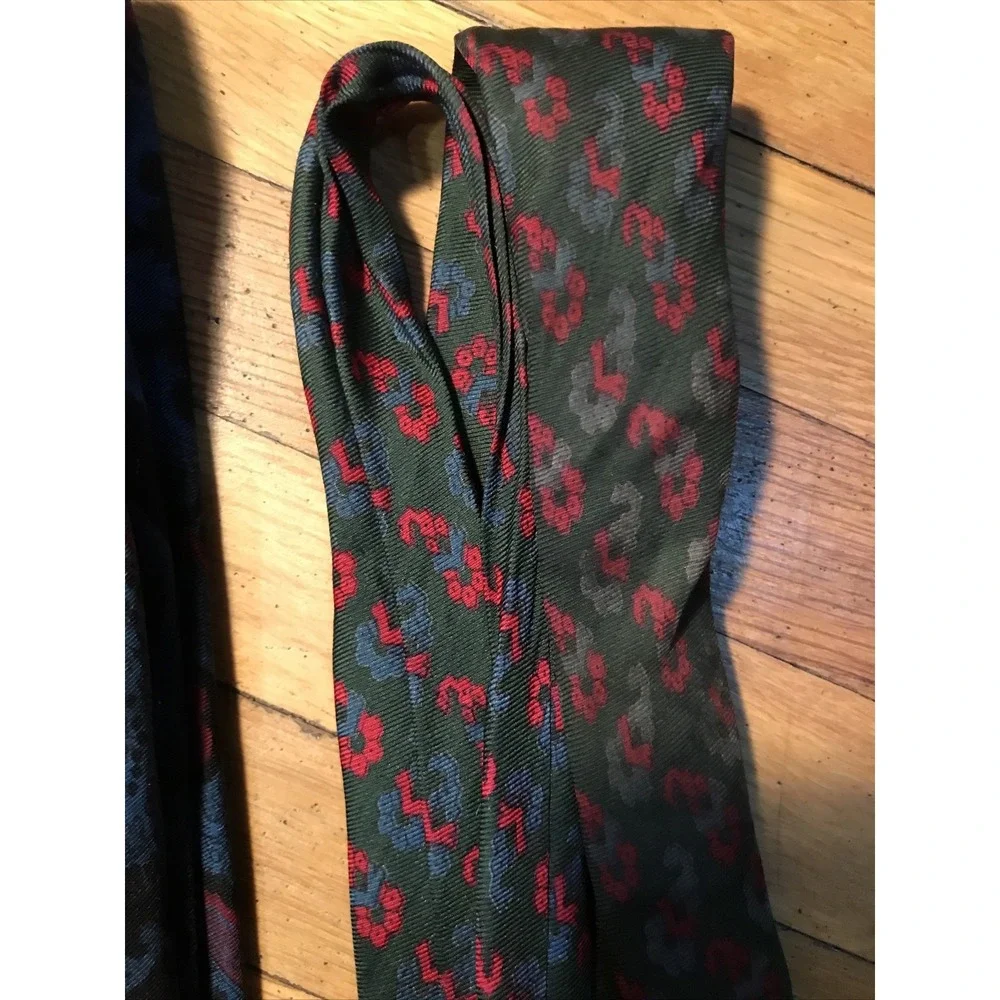 Lot Of 3  Crawford's By Damon Italian Silk Neckties Imported Foulard Fabric
